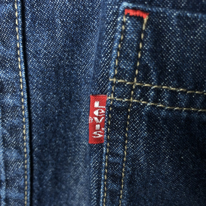 Dark navy Levi's RED TAB long-sleeved denim shirt, men's size XL equivalent. cotton navy blue type Vintage Second Hand