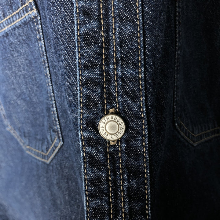 Dark navy Levi's RED TAB long-sleeved denim shirt, men's size XL equivalent. cotton navy blue type Vintage Second Hand