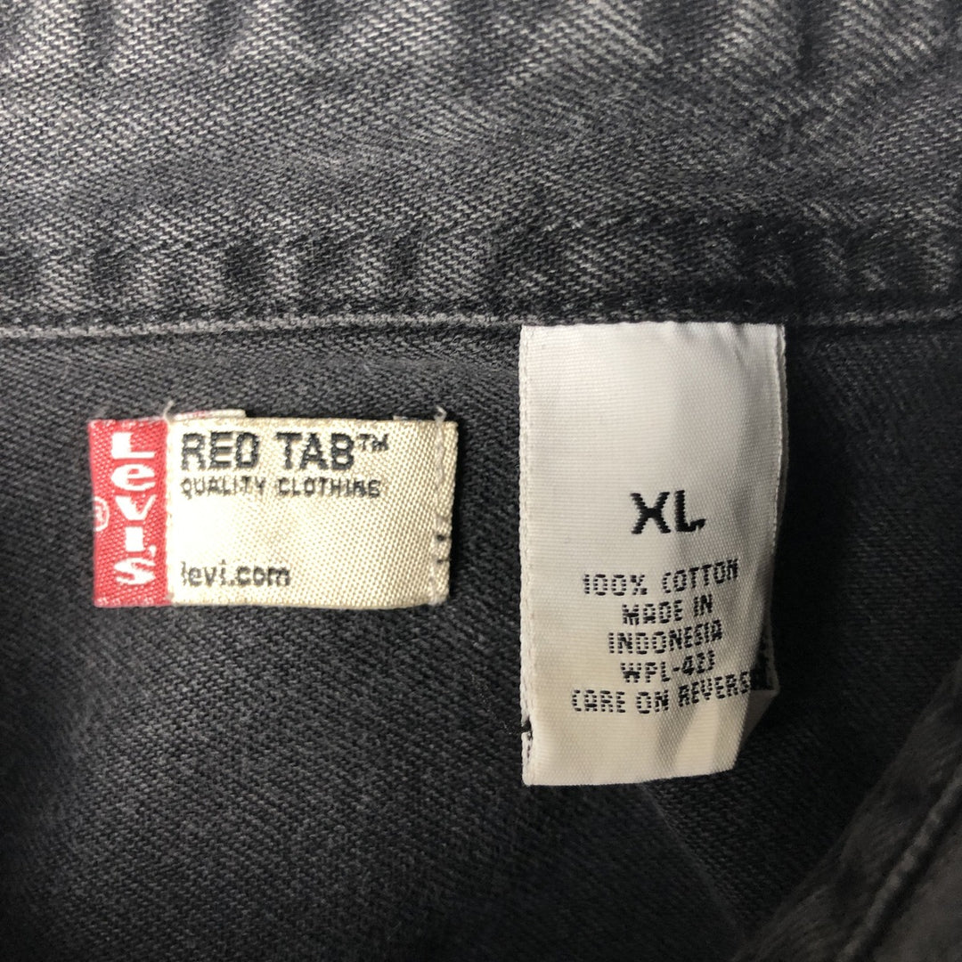 Vintage 90s-00'S Levi's Red Tab Long Sleeve Black Denim Shirt, Men's Size XL cotton black type Vintage Second Hand