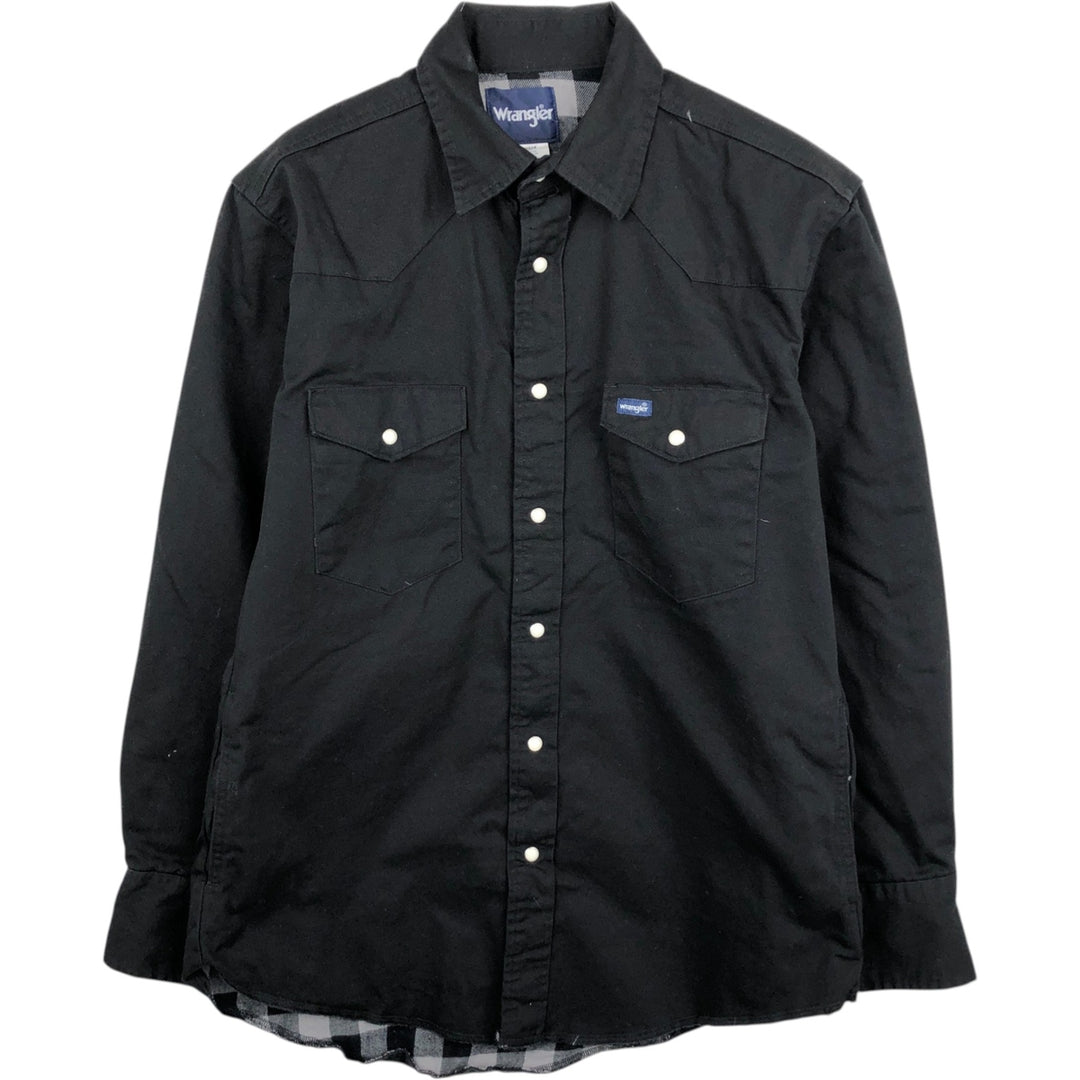 Wrangler Long Sleeve Western Shirt, Men's Size Medium cotton black type Vintage Second Hand