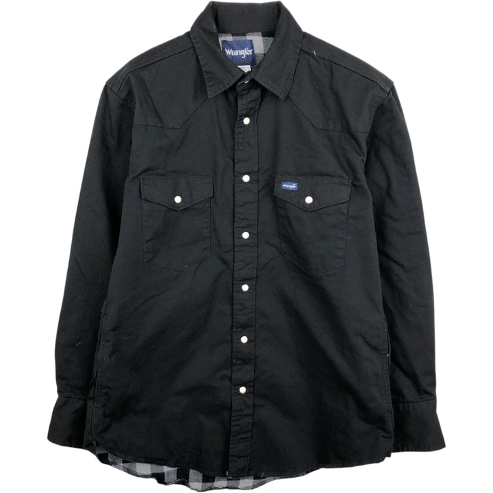 Wrangler Long Sleeve Western Shirt, Men's Size Medium cotton black type Vintage Second Hand