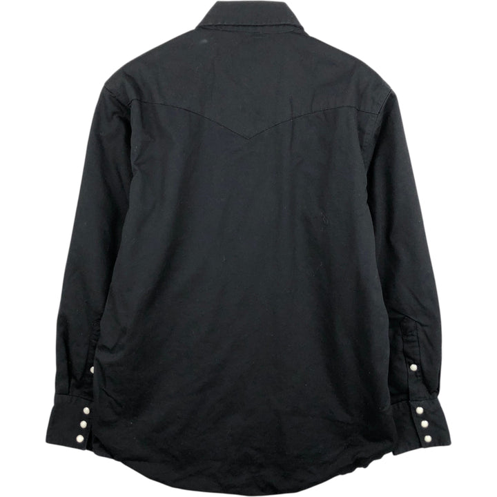 Wrangler Long Sleeve Western Shirt, Men's Size Medium cotton black type Vintage Second Hand