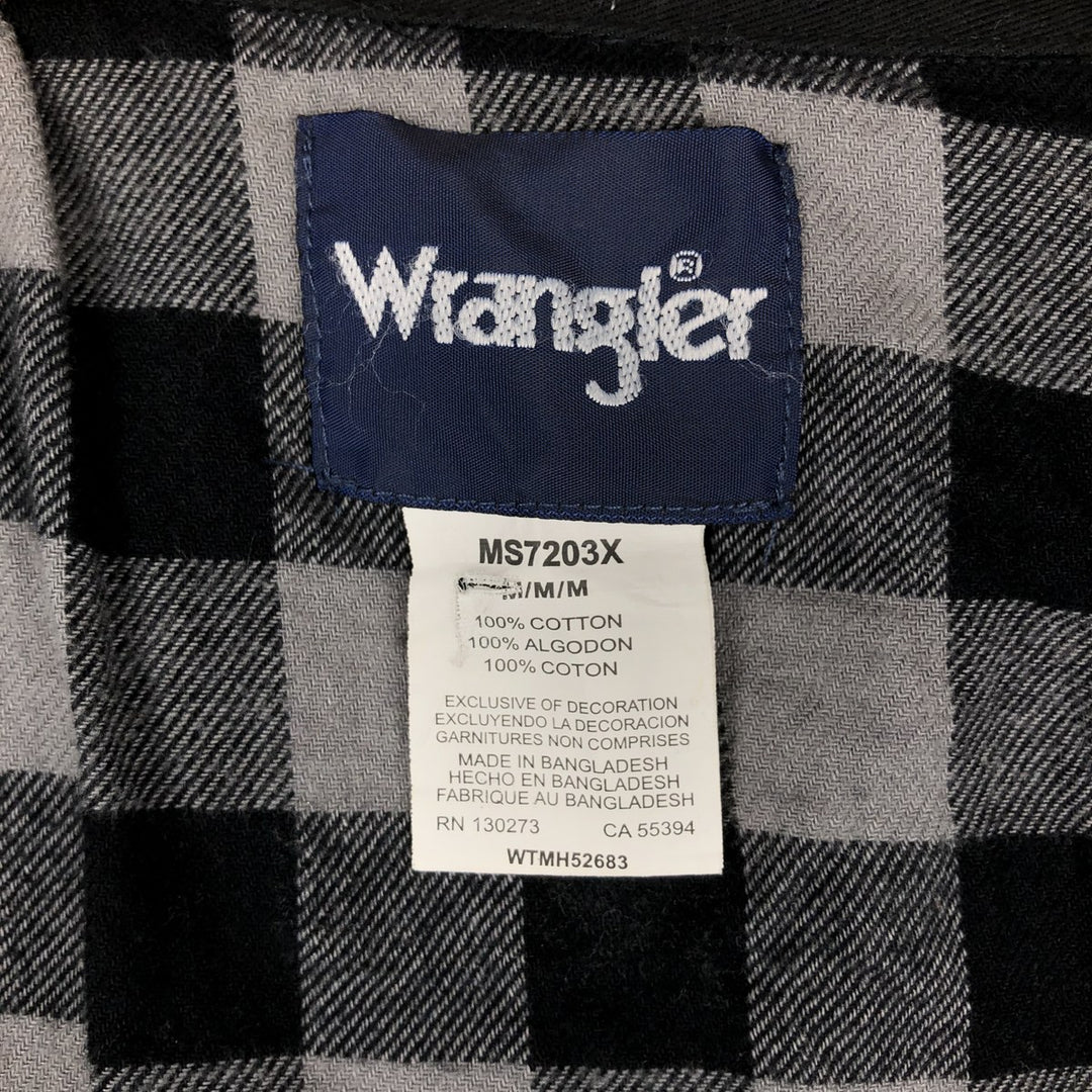 Wrangler Long Sleeve Western Shirt, Men's Size Medium cotton black type Vintage Second Hand