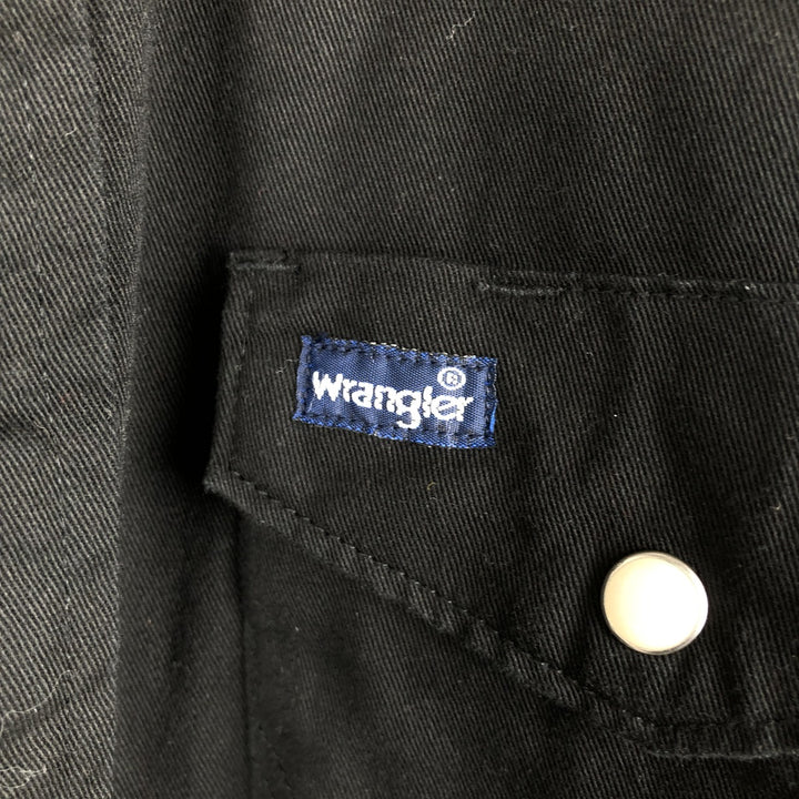 Wrangler Long Sleeve Western Shirt, Men's Size Medium cotton black type Vintage Second Hand