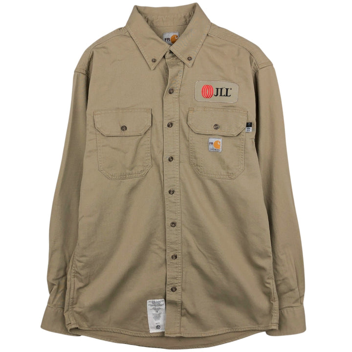 Carhartt FR Series Long Sleeve Button-Down Work Shirt, Men's Size Medium cotton Beige type Vintage Second Hand