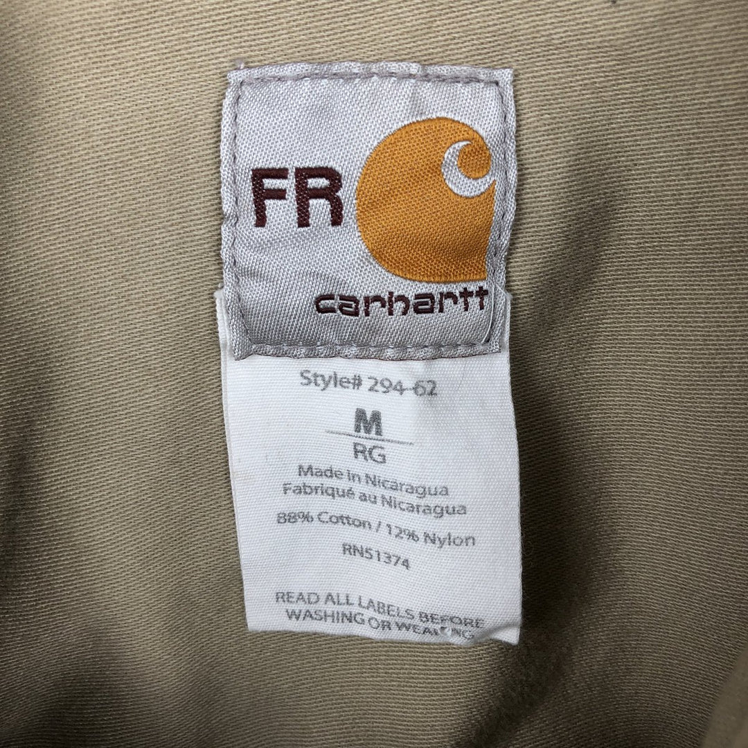 Carhartt FR Series Long Sleeve Button-Down Work Shirt, Men's Size Medium cotton Beige type Vintage Second Hand