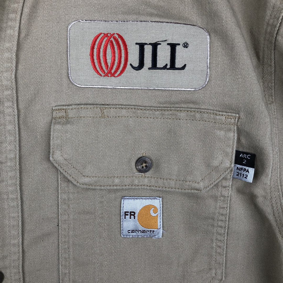 Carhartt FR Series Long Sleeve Button-Down Work Shirt, Men's Size Medium cotton Beige type Vintage Second Hand