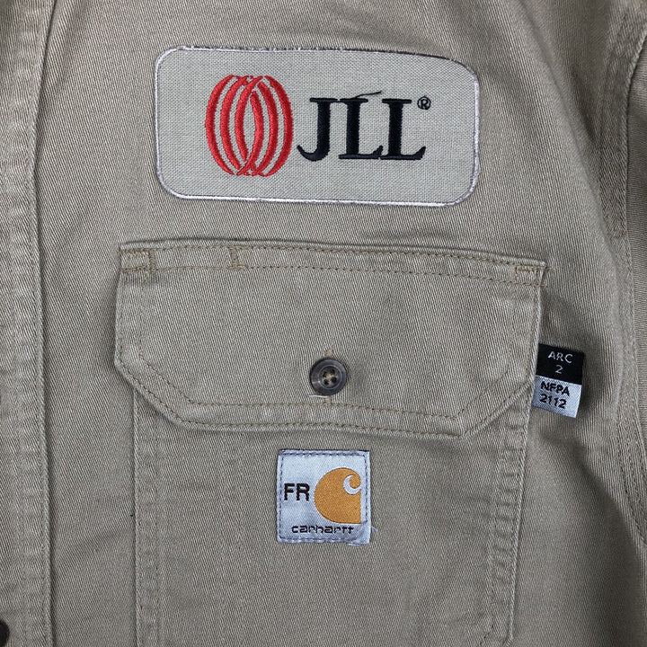 Carhartt FR Series Long Sleeve Button-Down Work Shirt, Men's Size Medium cotton Beige type Vintage Second Hand