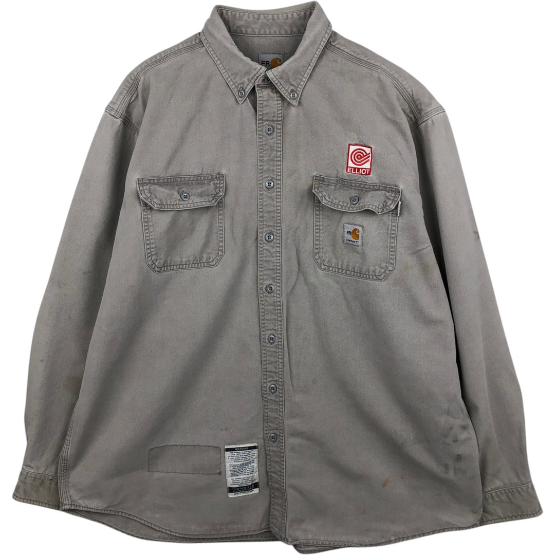 Carhartt FR Series Long-Sleeve Button-Down Work Shirt, Men's Size XXL (approx.) unclear gray type Vintage Second Hand