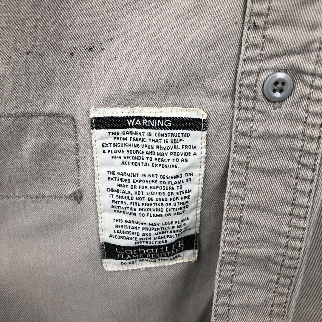 Carhartt FR Series Long-Sleeve Button-Down Work Shirt, Men's Size XXL (approx.) unclear gray type Vintage Second Hand