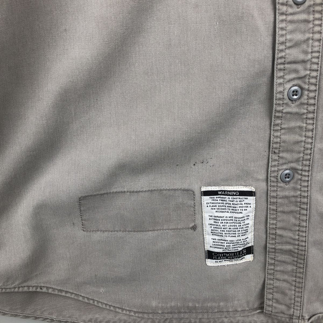 Carhartt FR Series Long-Sleeve Button-Down Work Shirt, Men's Size XXL (approx.) unclear gray type Vintage Second Hand
