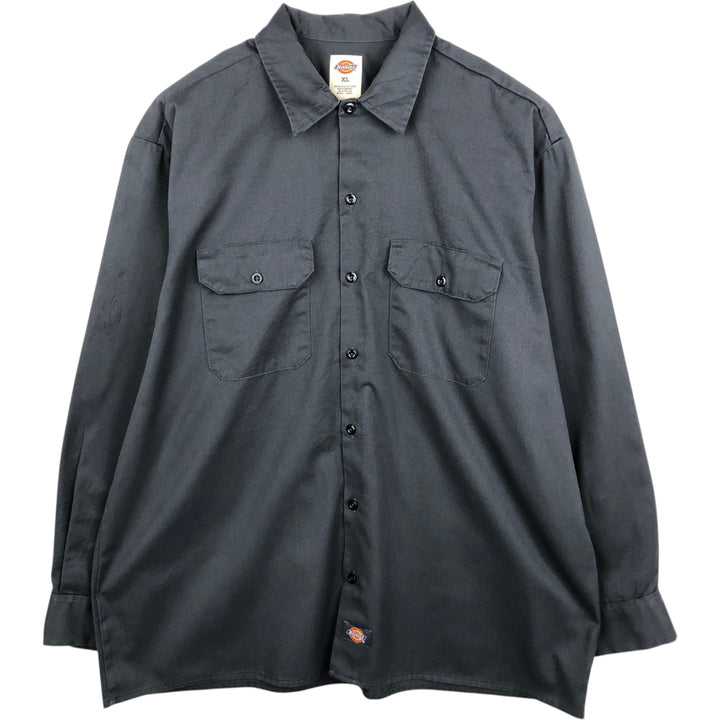 Dickies Long Sleeve Work Shirt, Men's XL Size polyester gray type Vintage Second Hand