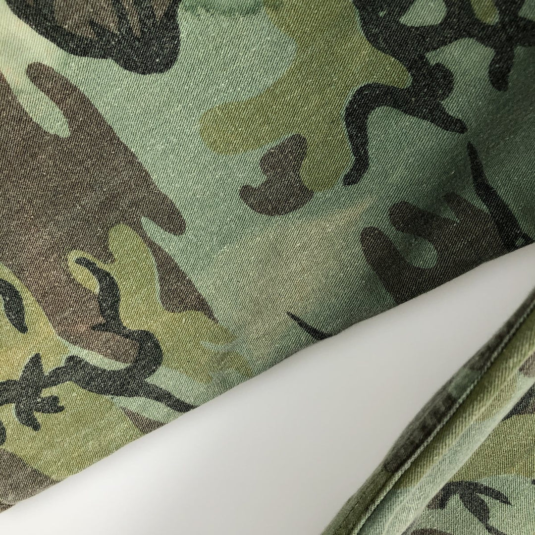 Camouflage open-collar military shirt, boxy fit, men's size M (approx.) unclear Khaki type Vintage Second Hand