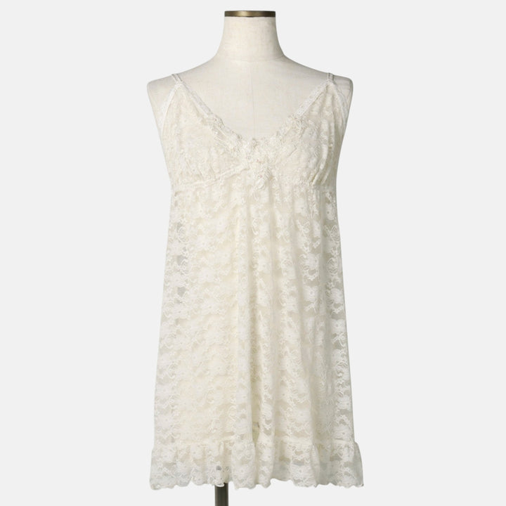 APT.9 Floral Lace Lingerie Camisole (Women's Size L) Nylon white type Vintage Second Hand