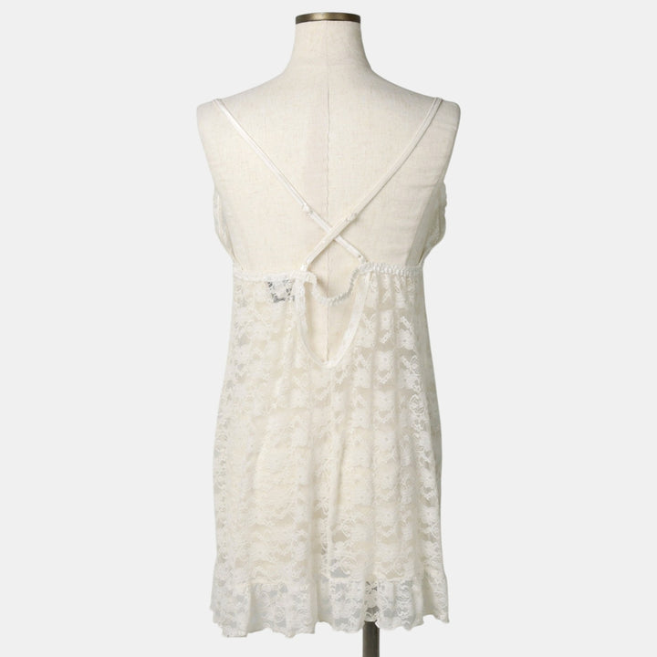 APT.9 Floral Lace Lingerie Camisole (Women's Size L) Nylon white type Vintage Second Hand