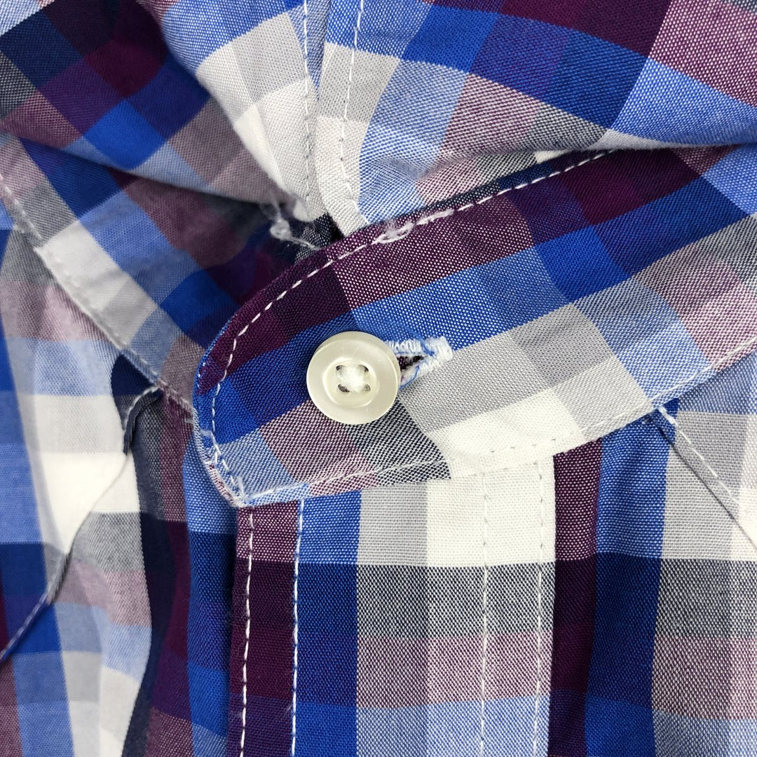 Wrangler Check Pattern Short-Sleeve Western Shirt, Men's Size M (approx.) cotton navy blue type Vintage Second Hand