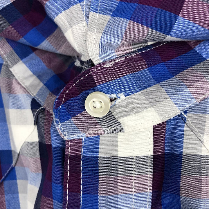 Wrangler Check Pattern Short-Sleeve Western Shirt, Men's Size M (approx.) cotton navy blue type Vintage Second Hand