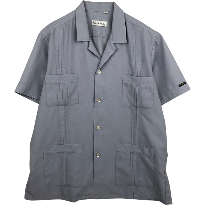 Pierre Cardin Short-Sleeve Open-Collar Mexican Shirt / Cuban Shirt / Box Shirt - Men's Size XL unclear gray type Vintage Second Hand