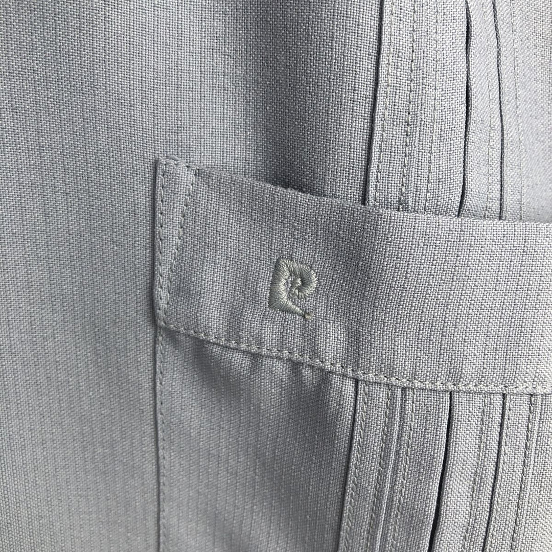 Pierre Cardin Short-Sleeve Open-Collar Mexican Shirt / Cuban Shirt / Box Shirt - Men's Size XL unclear gray type Vintage Second Hand
