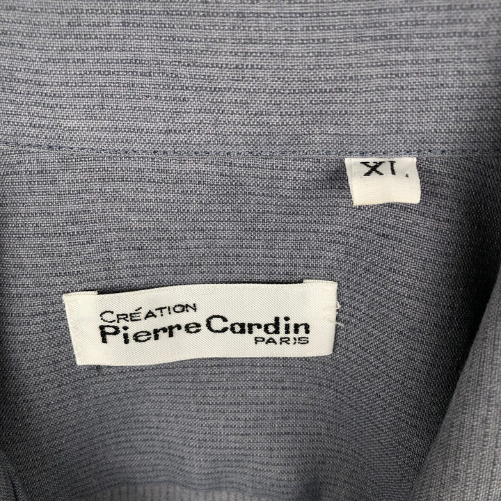 Pierre Cardin Short-Sleeve Open-Collar Mexican Shirt / Cuban Shirt / Box Shirt - Men's Size XL unclear gray type Vintage Second Hand