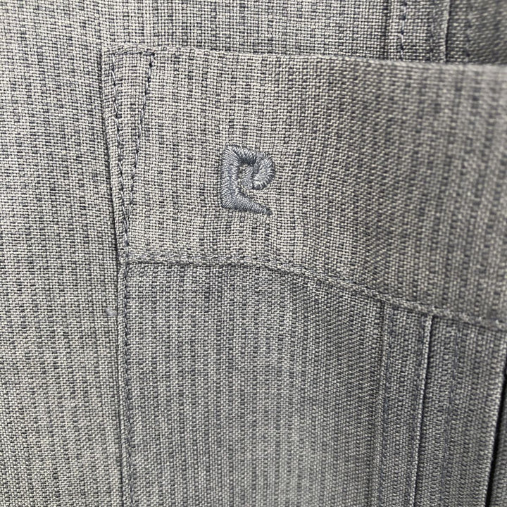 Pierre Cardin Short-Sleeve Open-Collar Mexican Shirt / Cuban Shirt / Box Shirt - Men's Size XL unclear gray type Vintage Second Hand