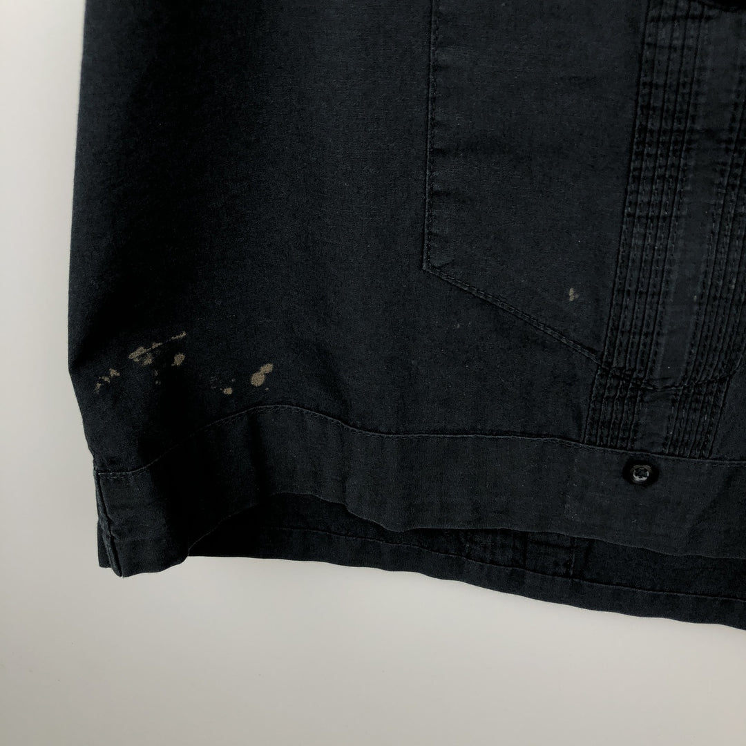 MONTE CARLO Short Sleeve Open Collar Mexican Shirt Cuban Shirt Box Shirt Men's XL cotton black type Vintage Second Hand