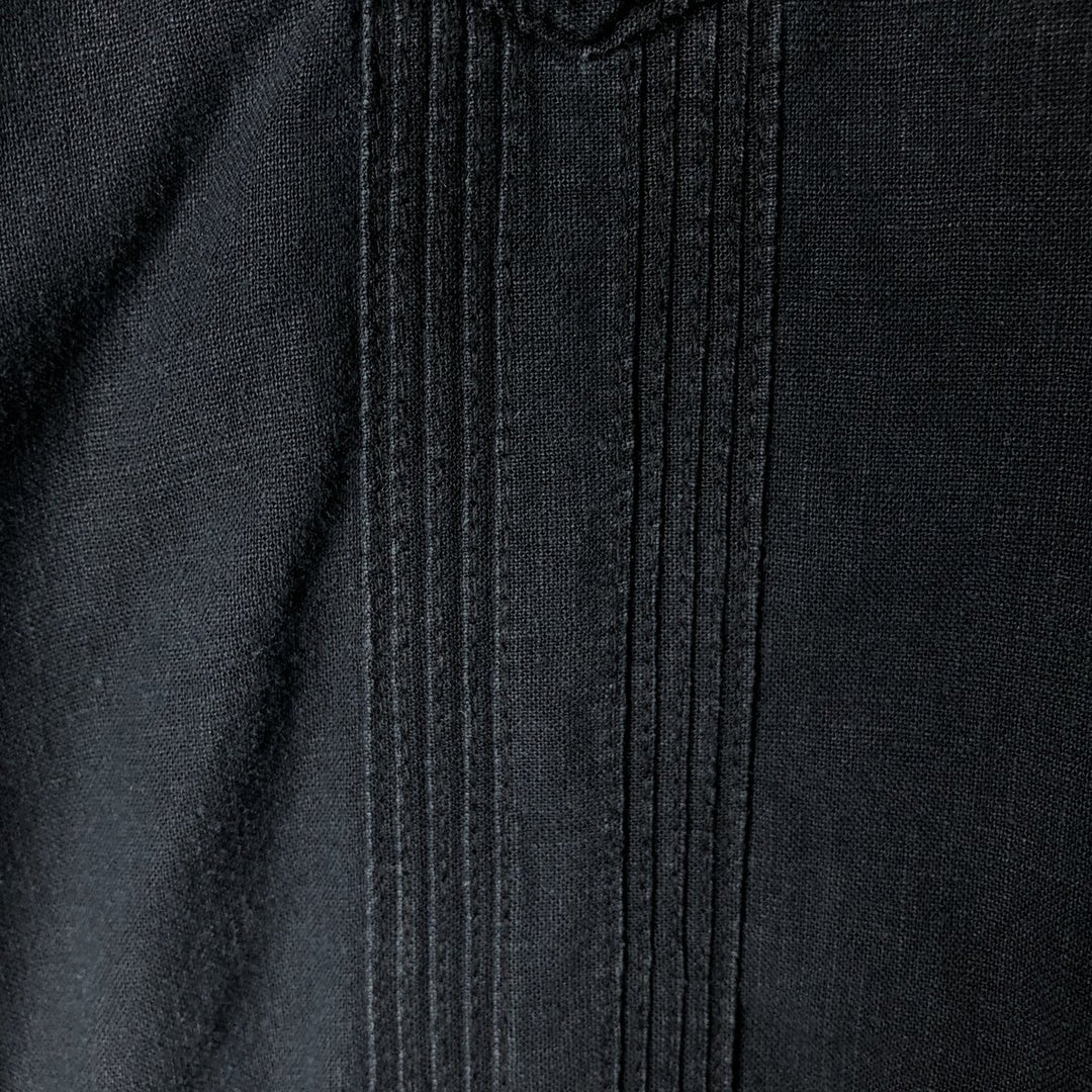 MONTE CARLO Short Sleeve Open Collar Mexican Shirt Cuban Shirt Box Shirt Men's XL linen black type Vintage Second Hand
