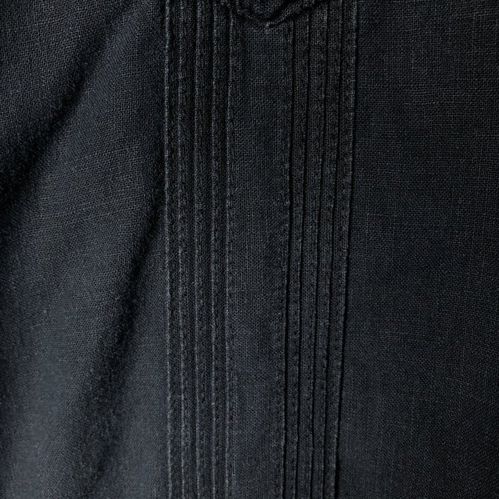 MONTE CARLO Short Sleeve Open Collar Mexican Shirt Cuban Shirt Box Shirt Men's XL linen black type Vintage Second Hand