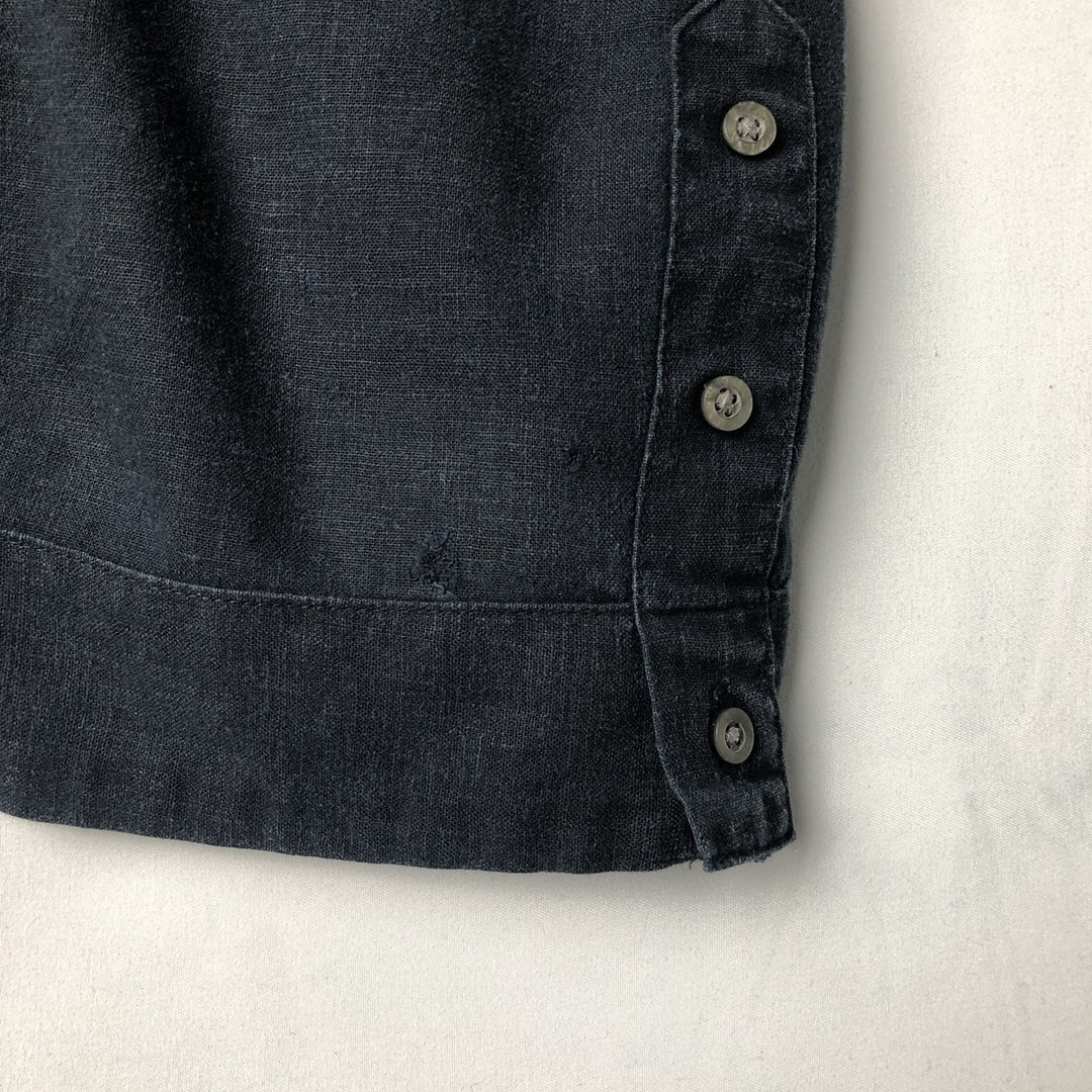 MONTE CARLO Short Sleeve Open Collar Mexican Shirt Cuban Shirt Box Shirt Men's XL linen black type Vintage Second Hand