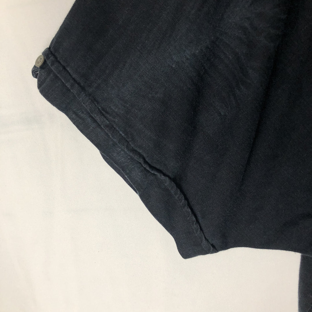 MONTE CARLO Short Sleeve Open Collar Mexican Shirt Cuban Shirt Box Shirt Men's XL linen black type Vintage Second Hand