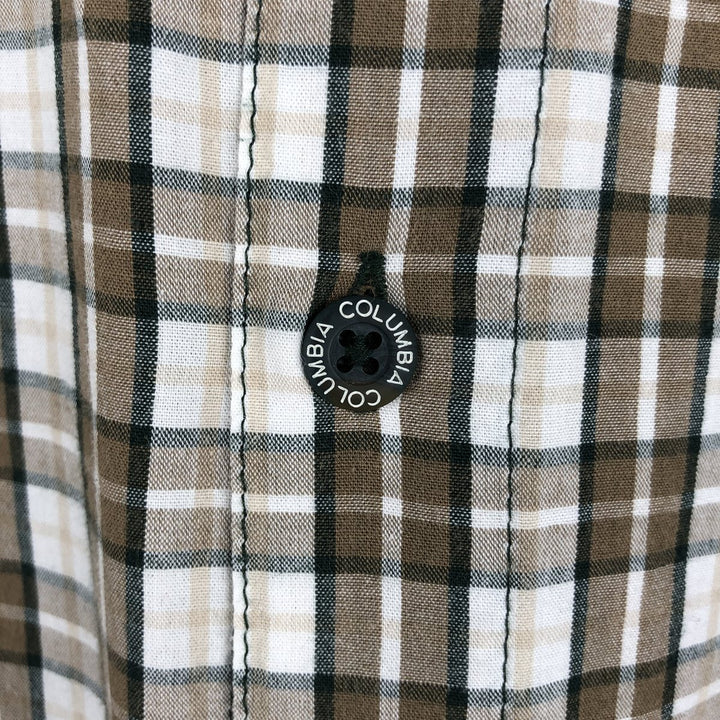 Columbia PHG Short-Sleeve Cotton Check Shirt, Men's Size XL (approx.) cotton Beige type Vintage Second Hand