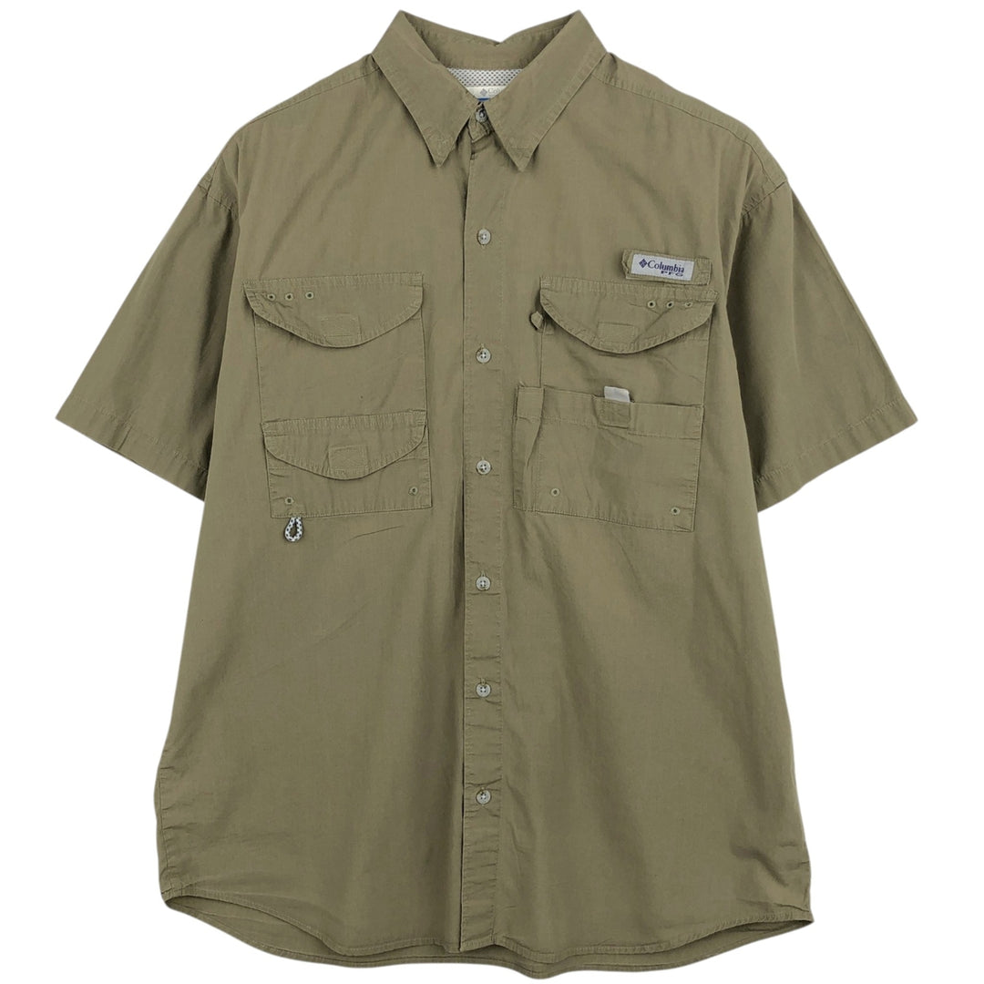 Columbia PFG Short Sleeve Fishing Shirt, Men's M Size cotton Khaki type Vintage Second Hand