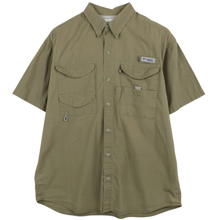 Columbia PFG Short Sleeve Fishing Shirt, Men's M Size cotton Khaki type Vintage Second Hand