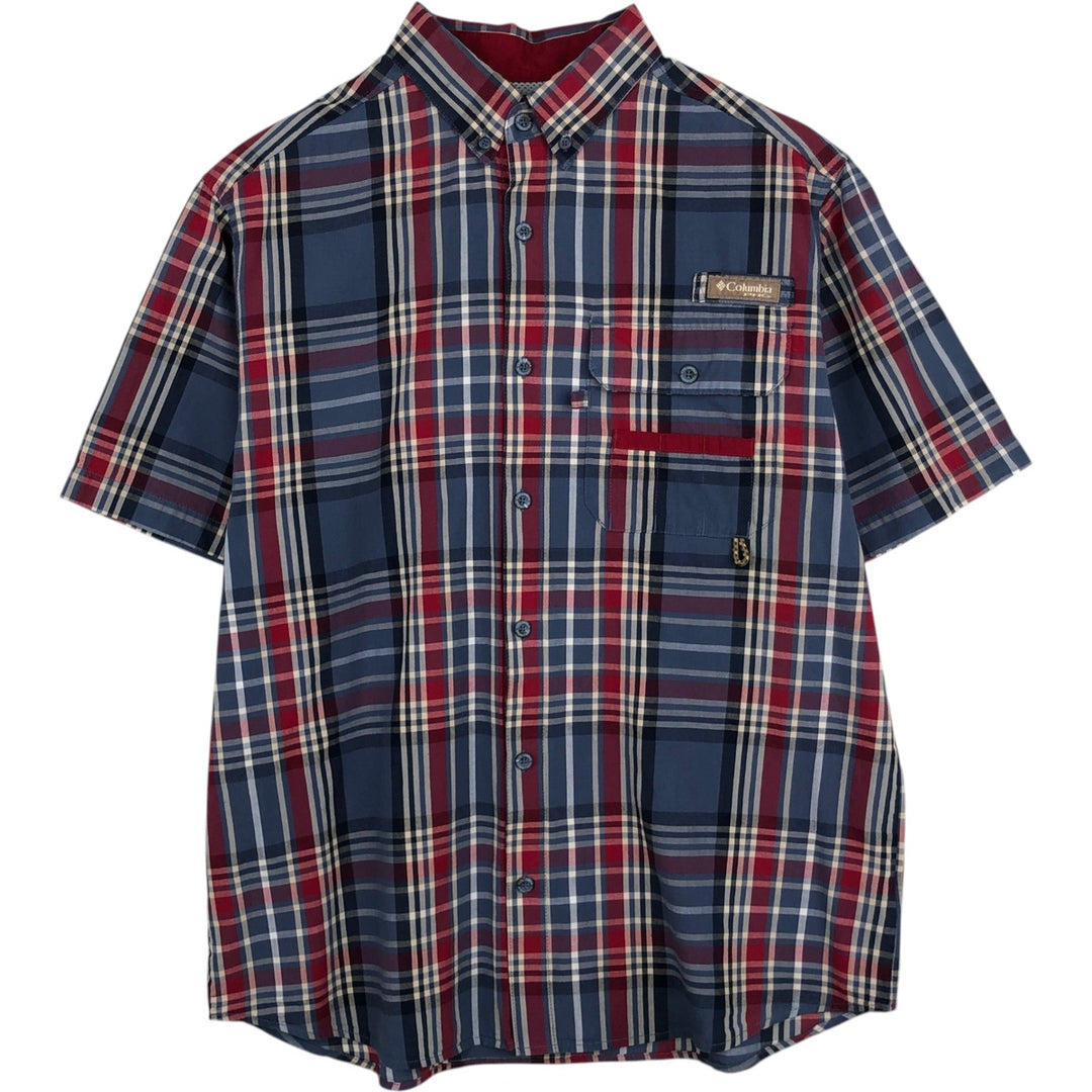 Columbia PHG Short-Sleeve Cotton Check Shirt, Men's Size M (approx.) cotton red type Vintage Second Hand