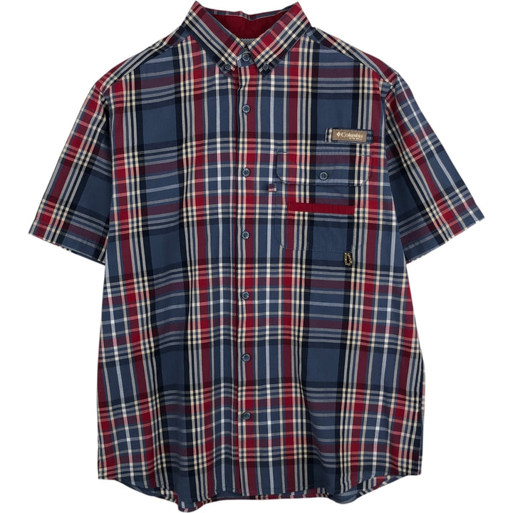 Columbia PHG Short-Sleeve Cotton Check Shirt, Men's Size M (approx.) cotton red type Vintage Second Hand