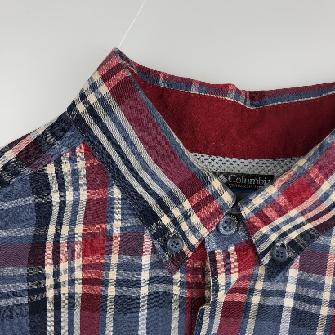 Columbia PHG Short-Sleeve Cotton Check Shirt, Men's Size M (approx.) cotton red type Vintage Second Hand