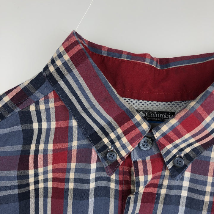 Columbia PHG Short-Sleeve Cotton Check Shirt, Men's Size M (approx.) cotton red type Vintage Second Hand