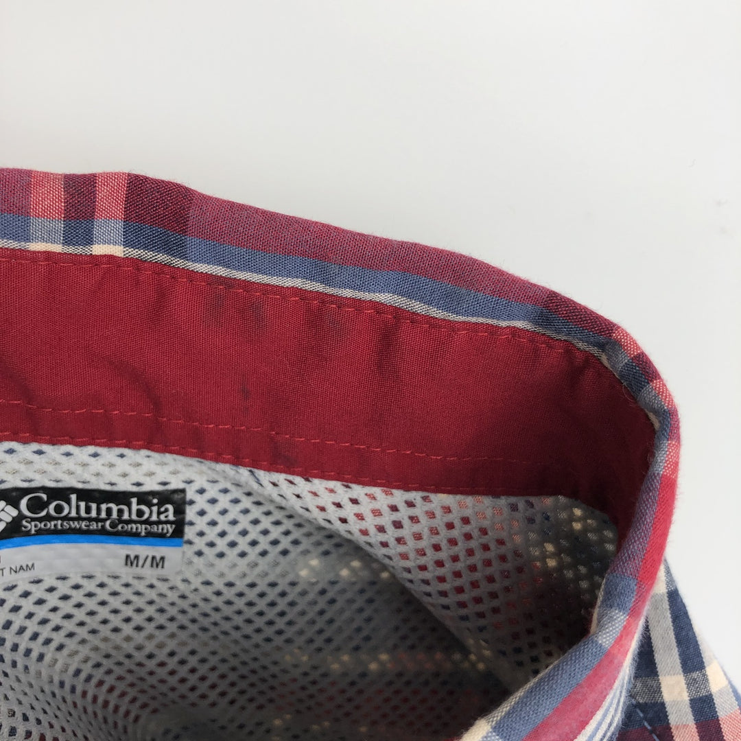 Columbia PHG Short-Sleeve Cotton Check Shirt, Men's Size M (approx.) cotton red type Vintage Second Hand