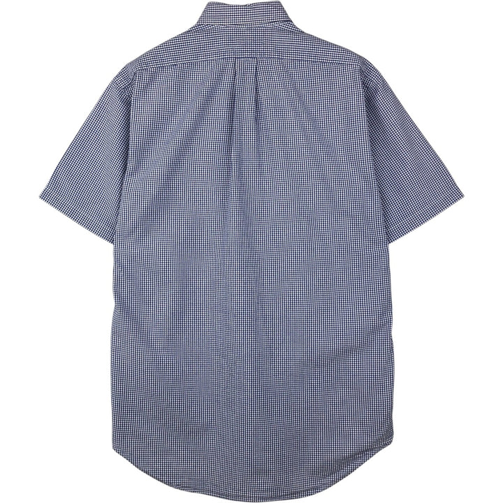 Ralph Lauren BLAKE Gingham Check Seersucker Short-Sleeve Button-Down Check Shirt (Men's Size S) cotton blue type Vintage Second Hand
