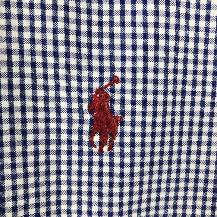 Ralph Lauren BLAKE Gingham Check Seersucker Short-Sleeve Button-Down Check Shirt (Men's Size S) cotton blue type Vintage Second Hand