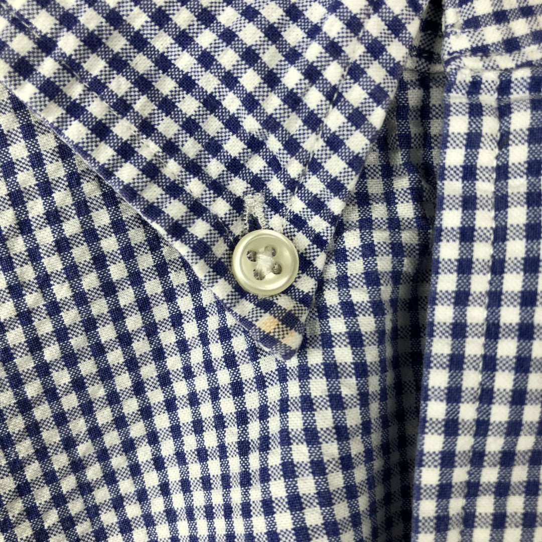Ralph Lauren BLAKE Gingham Check Seersucker Short-Sleeve Button-Down Check Shirt (Men's Size S) cotton blue type Vintage Second Hand