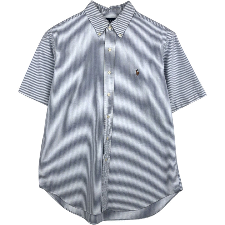 Ralph Lauren Classic Fit Short Sleeve Button Down Striped Shirt Men's Size L cotton white type Vintage Second Hand