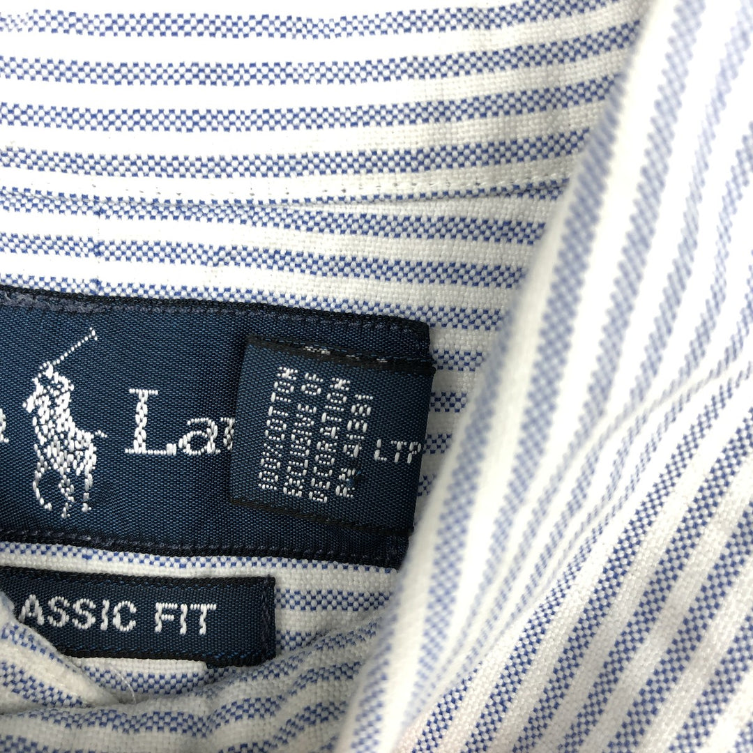 Ralph Lauren Classic Fit Short Sleeve Button Down Striped Shirt Men's Size L cotton white type Vintage Second Hand