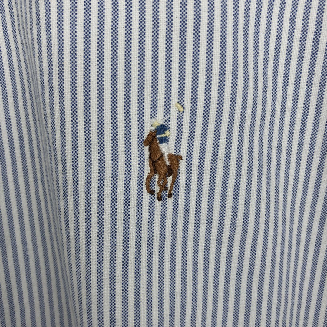 Ralph Lauren Classic Fit Short Sleeve Button Down Striped Shirt Men's Size L cotton white type Vintage Second Hand