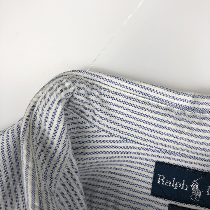 Ralph Lauren Classic Fit Short Sleeve Button Down Striped Shirt Men's Size L cotton white type Vintage Second Hand