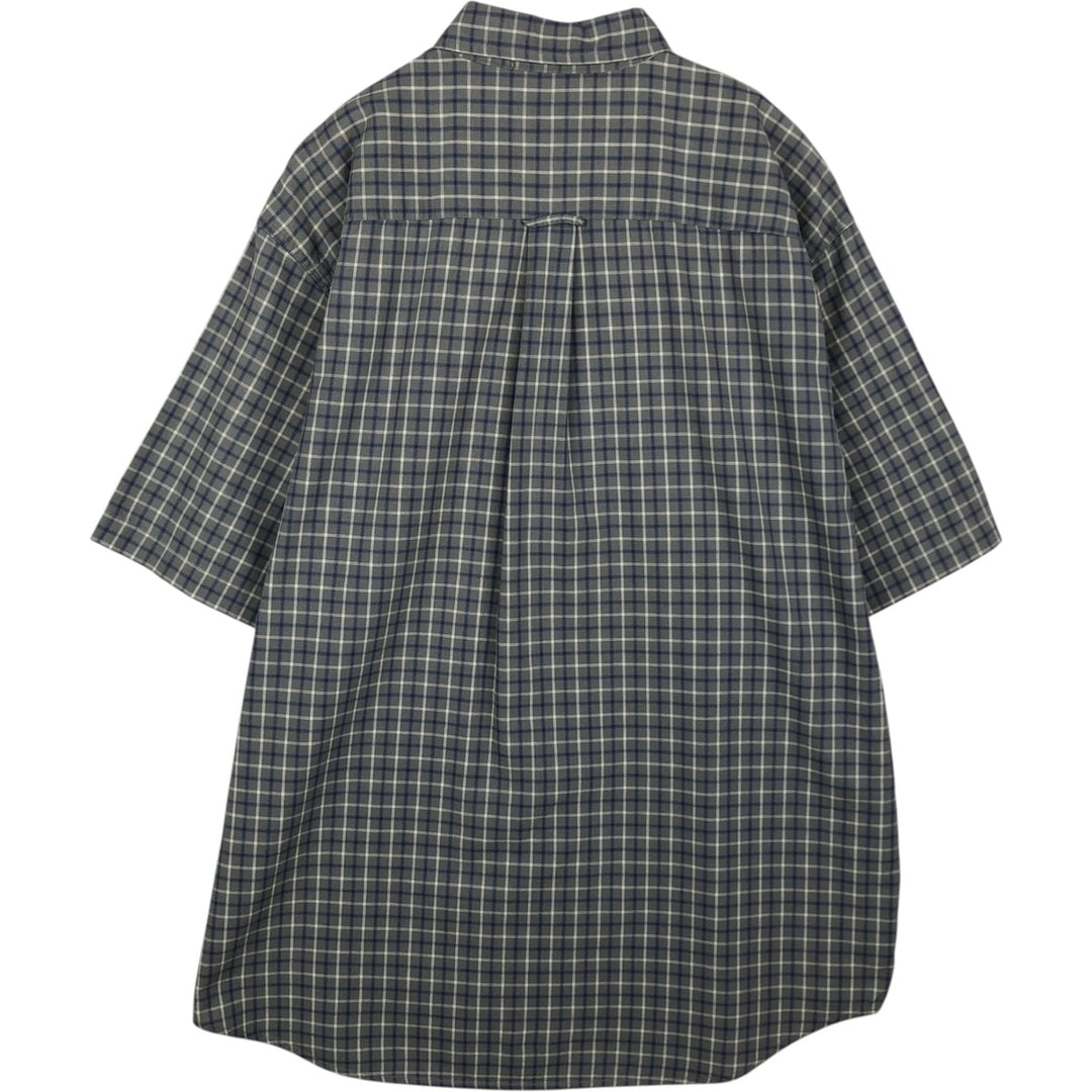 00'S Eddie Bauer short sleeve button down check shirt, men's XL size cotton Mint green Vintage Second Hand