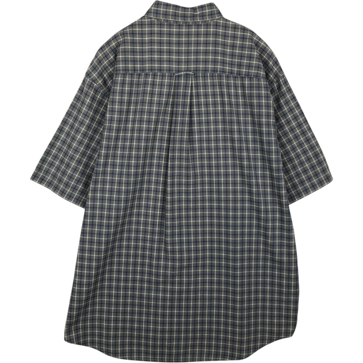 00'S Eddie Bauer short sleeve button down check shirt, men's XL size cotton Mint green Vintage Second Hand