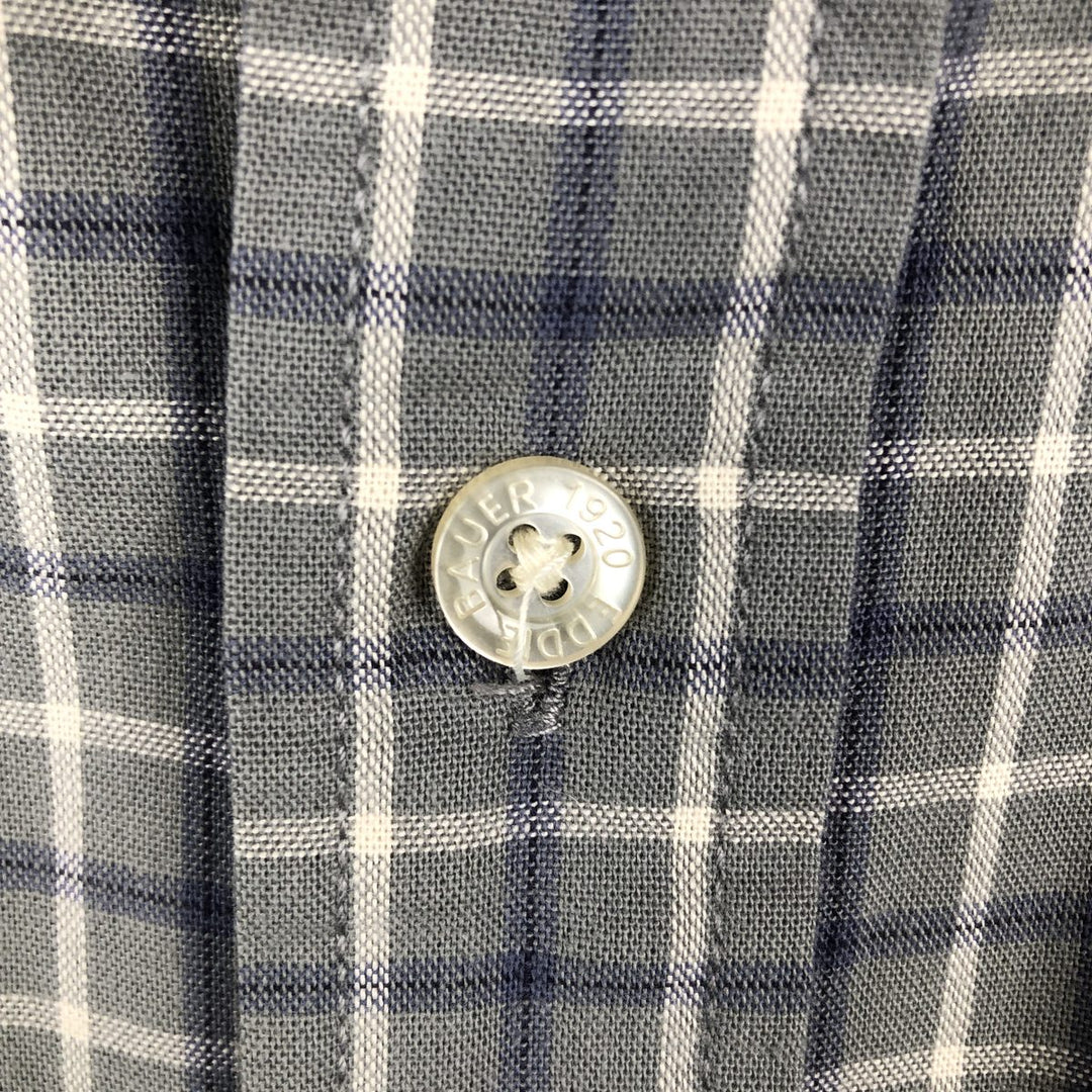 00'S Eddie Bauer short sleeve button down check shirt, men's XL size cotton Mint green Vintage Second Hand