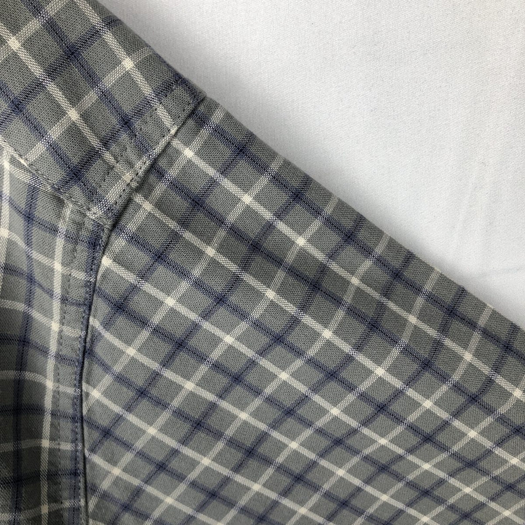 00'S Eddie Bauer short sleeve button down check shirt, men's XL size cotton Mint green Vintage Second Hand