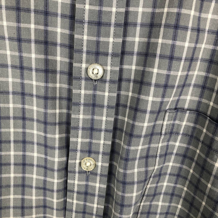 00'S Eddie Bauer short sleeve button down check shirt, men's XL size cotton Mint green Vintage Second Hand
